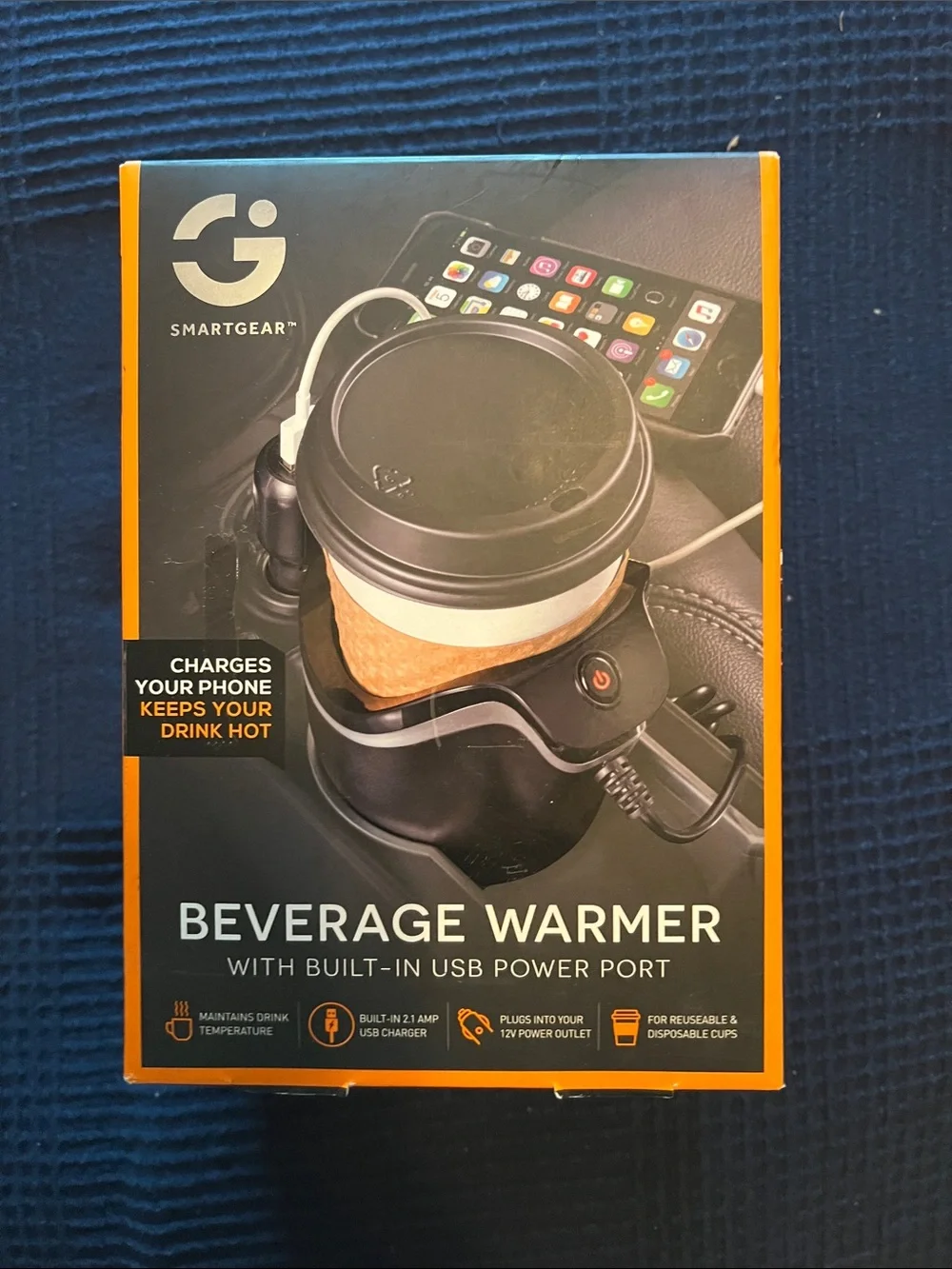 Beverage Warmer with Built-In USB Power Port - Black